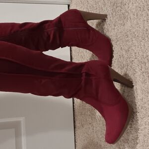 Women's Red Knee-High Boots